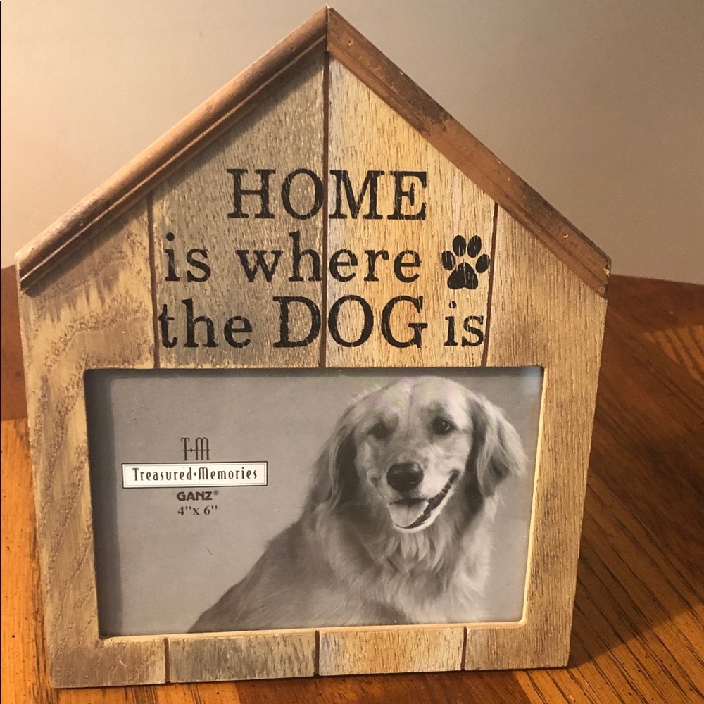 Rustic Dog Photo Frame "Home is Where the Dog Is" Picture Frame